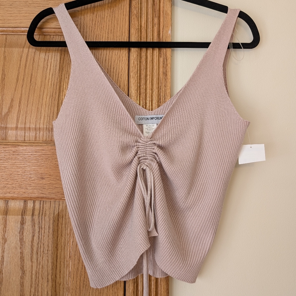 Cotton Emporium Light Pink Ribbed Tank Top Large